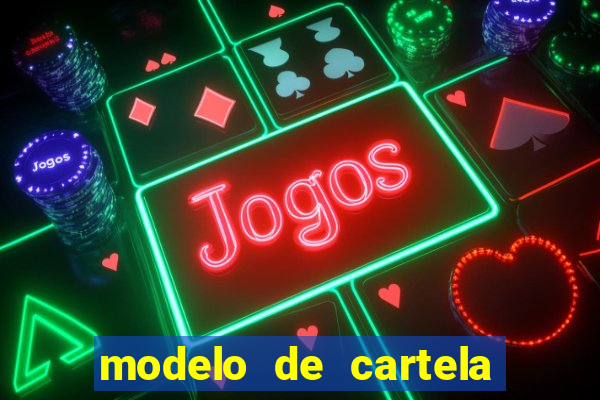 modelo de cartela de bingo em branco