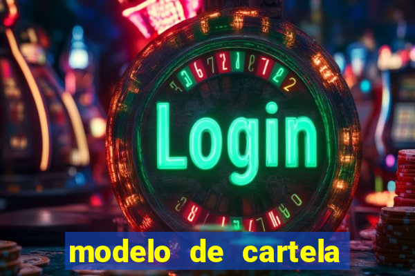 modelo de cartela de bingo em branco